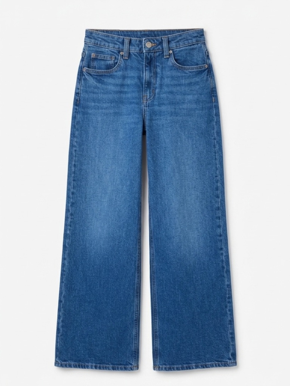 H&M High Waisted Wide Leg Jeans Light Wash Blue Denim Women’s 2 100% Cotton